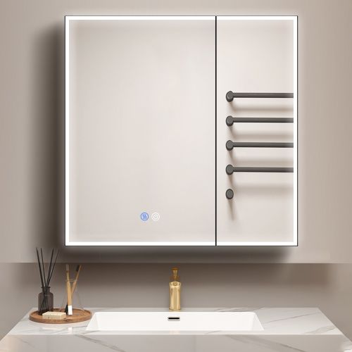 32 X 30 Inch LED Lighted Medicine Cabinet with Mirror for Bathroom Double Door Surface Wall Mount Flip-Out Magnifying Mirror Door Storage Defogger 3 C 32 X 30 Inch LED Lighted Medicine Cabinet with Mirror for Bathroom Double Door Surface Wall Mount Flip-Out Magnifying Mirror Door Storage Defogger 3 C
