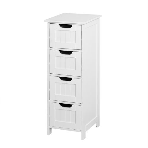 White Bathroom Storage Cabinet, Freestanding Cabinet with Drawers White Bathroom Storage Cabinet, Freestanding Cabinet with Drawers