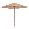 Outdoor Parasol with Wooden Pole 118.1" Taupe