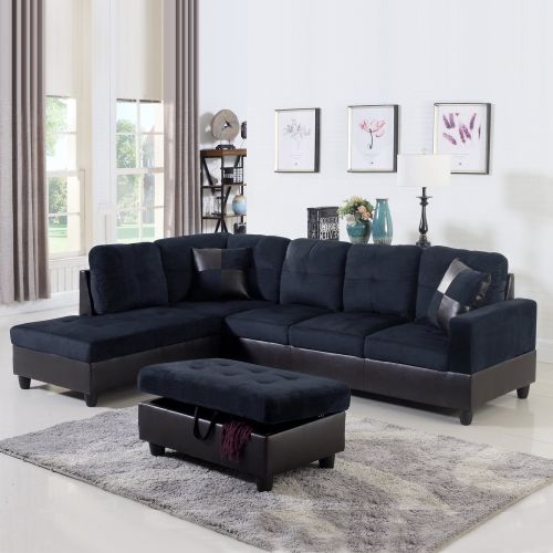Dark Blue And Brown Color Lint And PVC 3-Piece Couch Living Room Sofa Set A Dark Blue And Brown Color Lint And PVC 3-Piece Couch Living Room Sofa Set A
