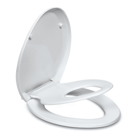 Elongated Toilet Seats with Built in Potty Training Seat; Magnetic Kids Seat and Cover; Slow Close; Fits both Adult and Child; Plastic; White