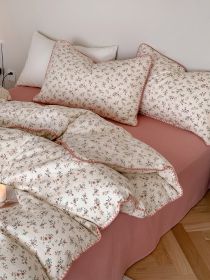 Super Soft Sleep Naked Class A Cotton Double-layer Yarn Four-piece Set (Option: Qianxi-150CM Flat Sheet 4pcs Set)