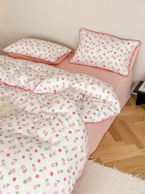 Super Soft Sleep Naked Class A Cotton Double-layer Yarn Four-piece Set (Option: Xiangyu Pink-200CM Flat Sheet 4pcs Set)