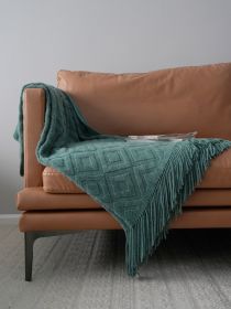 Jacquard Knitted Bed Runner Acrylic Fiber Cover Blanket Sofa Cover (Option: Gray Green)