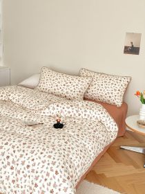 Super Soft Sleep Naked Class A Cotton Double-layer Yarn Four-piece Set (Option: Huashi-150cm Fitted Sheet 4pcs Set)