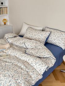 Super Soft Sleep Naked Class A Cotton Double-layer Yarn Four-piece Set (Option: Flower Love-180CM Flat Sheet 4pcs Set)