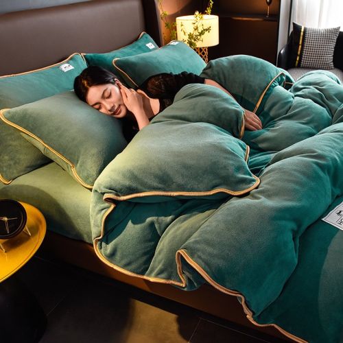 Pure Color Thickened Warm Milk Fiber Four-piece Set