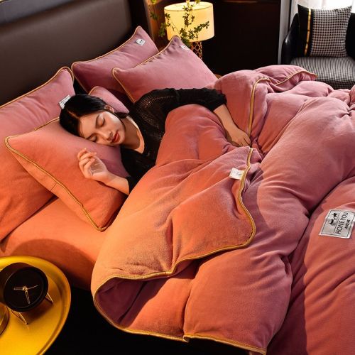 Pure Color Thickened Warm Milk Fiber Four-piece Set