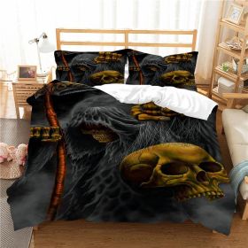3D Printed Skull Printed Three-piece Home Textile Set (Option: style8-US Full 200*230)