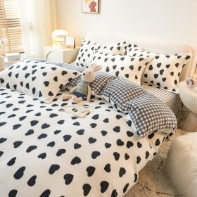 Winter Milk Four-piece Set Thickened Coral Velvet Double-sided (Option: Little love-1.8m flat sheet)