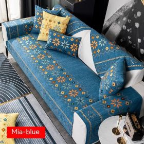 Bohemian Sofa Cushion Four Seasons Universal Chenille Non-slip Cover (Option: Blue-90 √ó 90)