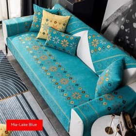 Bohemian Sofa Cushion Four Seasons Universal Chenille Non-slip Cover (Option: Lake Blue-45 √ó 45)