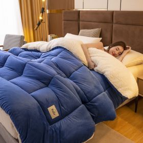 Thickened Milk Fiber Quilt Double-sided Velvet Warm Thickened Duvet Insert (Option: Blue-180x220cm 4kg)