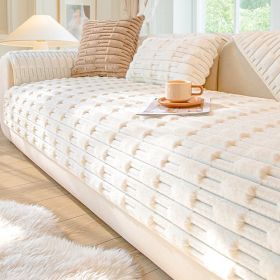 Rabbit Plush Sofa Cushion Winter Thickened Fleece Cushion (Option: Milky White-90x120)
