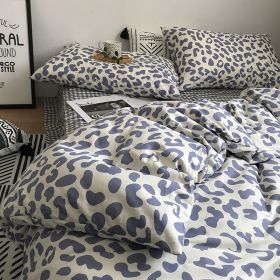 Washed Cotton Four-piece Bedding Set (Option: Leopard Print Gray-150cm)