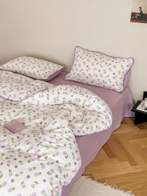 Super Soft Sleep Naked Class A Cotton Double-layer Yarn Four-piece Set (Option: Xiangyu Purple-150cm Fitted Sheet 4pcs Set)