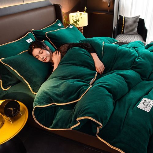 Pure Color Thickened Warm Milk Fiber Four-piece Set