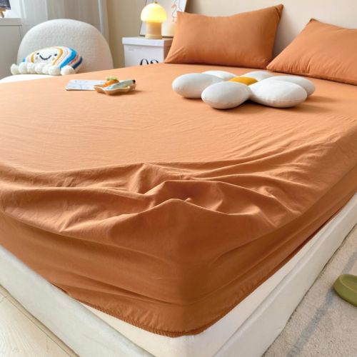 Cream Style Washed Cotton Three-piece Bedspread Fully Surrounded