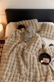 Polyester Carpet Rabbit Bubble Velvet Thickened Nap Blanket Quilt (Option: Camel Color-200 √ó 230cm)