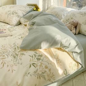 Washed Cotton Four-piece Bedding Set (Option: Grass Jelly-220cm)