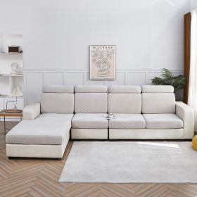 Solid Color Three-dimensional Jacquard Sofa Combination Seat Cover (Option: Light Gray-Four People)